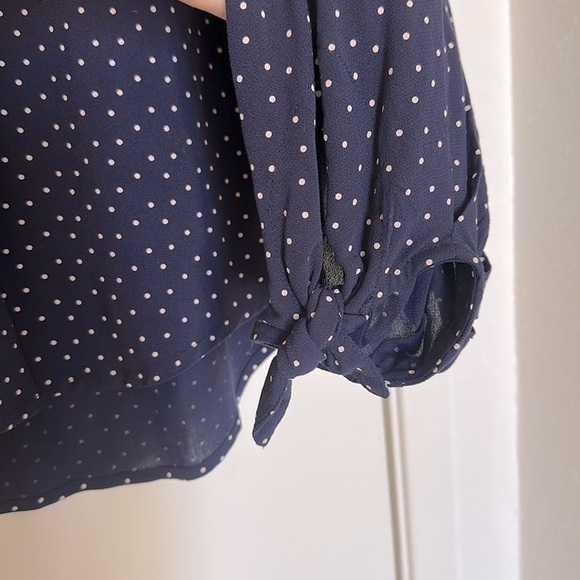 Anthropologie Maeve Pernille Tie-Sleeve Blouse in Navy Blue XS - Picture 7 of 9